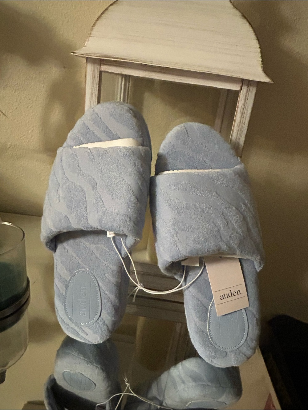 Auden Light Blue Plush Slide Slippers